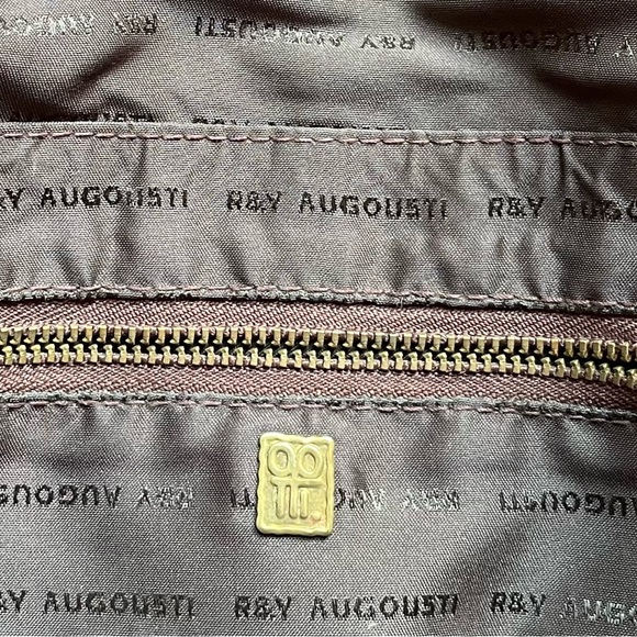 R&Y Augousti Metallic Bronze Snakeskin Clutch w Shagreen/Brass Details - Picture 6 of 8